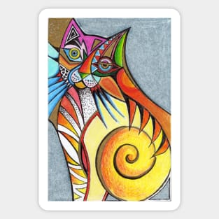 Abstract Cat Sticker